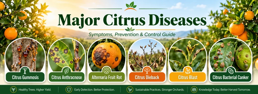 Major Citrus Diseases: Symptoms, Prevention and Control
